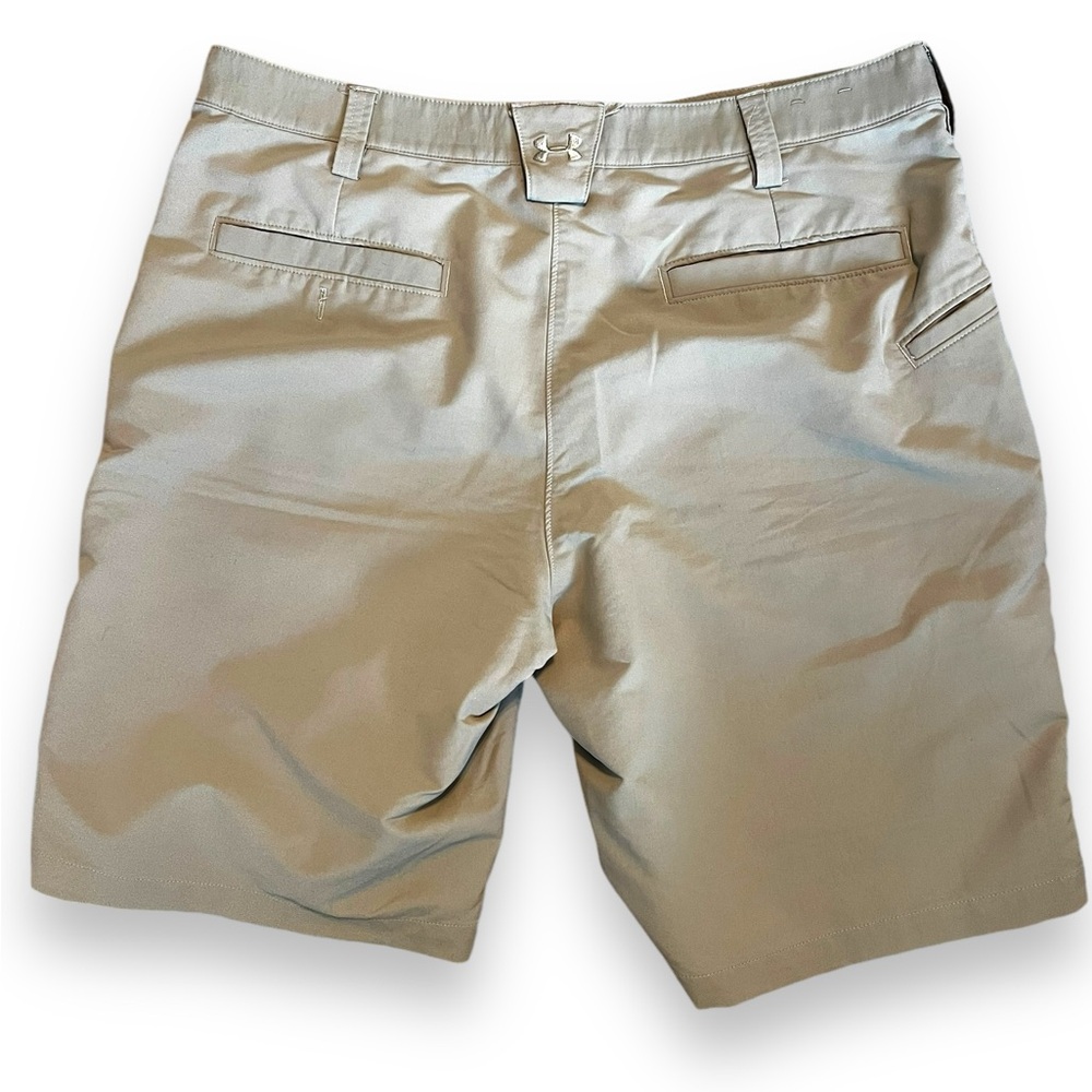 Under Armour Mens UA Leaderboard Golf Shorts Mid Rise Flat Front Tan Size 36 - Picture 2 of 13